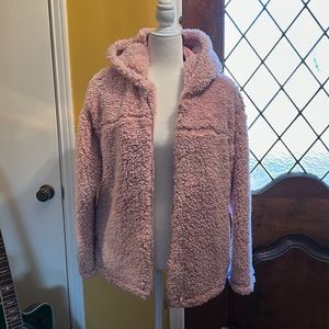 Fantastic Fawn -Pink Sherpa Long Sleeve Zip Hoodie w/ soft pink lining- S -NWOT